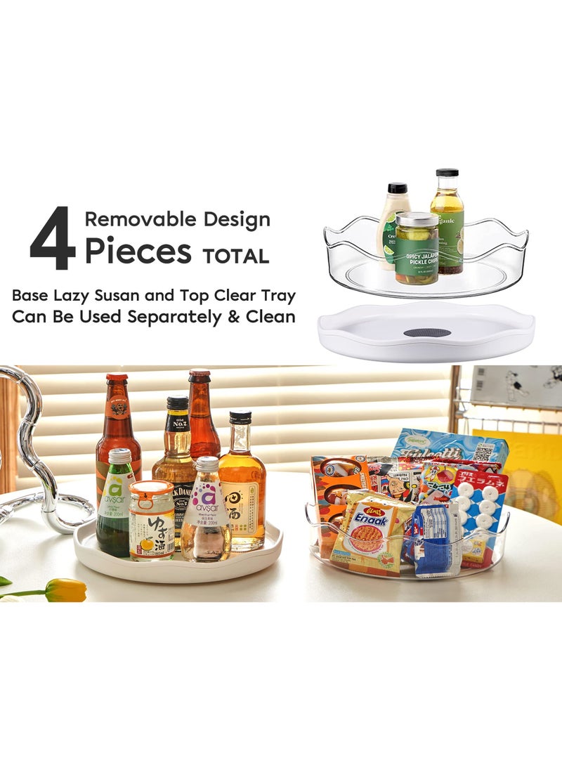 SYOSI - Removable Bins Lazy Susan Turntable Organizer Non-Skid Rotating Turntable Lazy Susan Organizer With Detachable Storage Bins Non-Skid Lazy Susan For Pantry Countertop Cupboard Kitchen 9" & 11" - Image 1