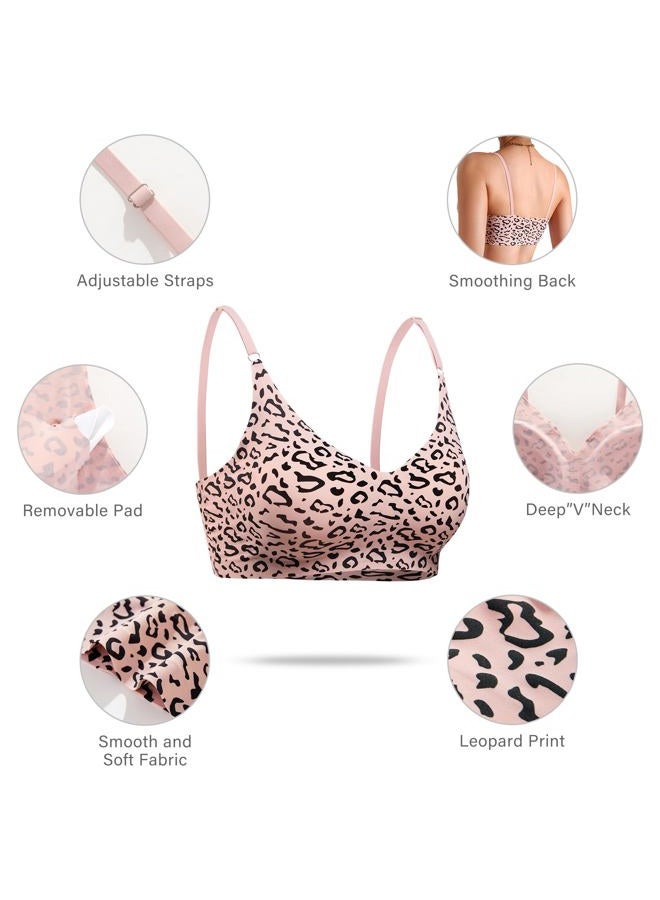 DEANGELMON 4 Pieces V Neck Bralettes Padded Seamless Adjustable Straps Bra Everyday Basic Sleeping Bras (4P9,S) - Image 4