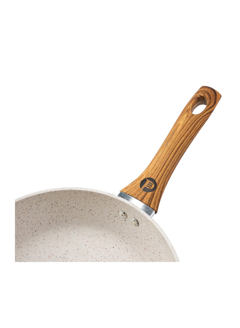 بيرفكت كيتشن مقلاة المنيوم غير قابل للالتصاق مع مقبض خشب  مقاس  26 سم لون بيج - Image 3