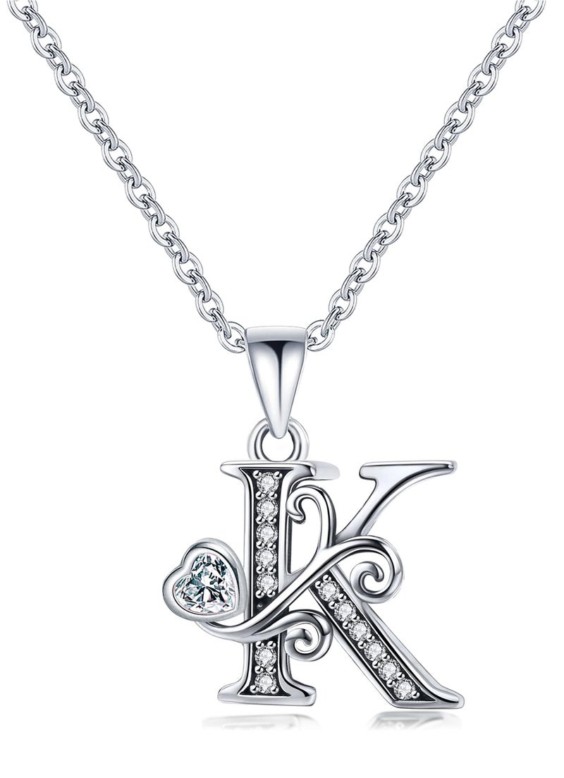 SHBOAZED S925 Sterling Silver Initial Letter Necklaces for Women Dainty Letter Chain Necklace for Women Personalized Jewelry Gifts K - Image 1