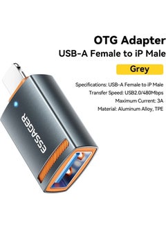 ESSAGER iPhone Lightning To USB 3A 480 Mbps Fast Converter Converter Adapter New Type Led Light Original Metal New Generation Latest Technology  - Image 3