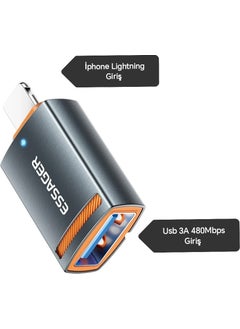 ESSAGER iPhone Lightning To USB 3A 480 Mbps Fast Converter Converter Adapter New Type Led Light Original Metal New Generation Latest Technology  - Image 2
