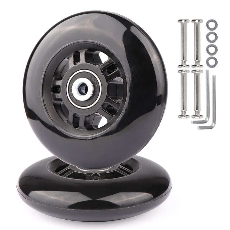 Gladder Luggage Suitcase Replacement Wheels Silent PU Caster Inline Wheels wABEC7 6082RS Bearings 6mm Axles Washer Universal Repair Kit 90x24mm