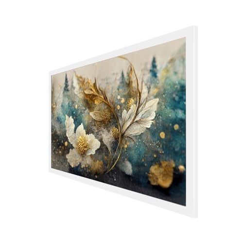 DEKORSTATION Elegant Artwork Ethereal Blossoms White Floral Floating Frame Canvas Wall Painting for Home and Office Décor (18 Inch W x 12 Inch H) - Image 3