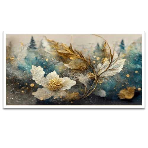 DEKORSTATION Elegant Artwork Ethereal Blossoms White Floral Floating Frame Canvas Wall Painting for Home and Office Décor (18 Inch W x 12 Inch H) - Image 2