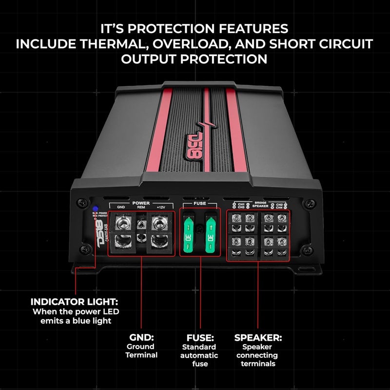 DS18 CANDY-X4B Black 1600 Watts Max Digital 4 Channel Class D Amplifier - Image 5