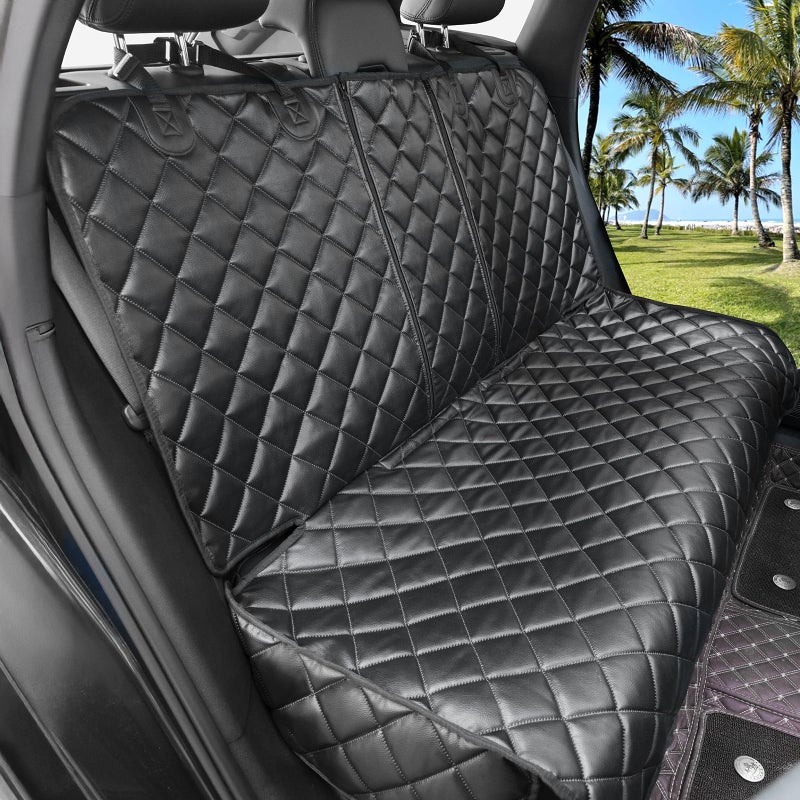 KritterKorner Dog Car Seat Cover for Back Seat - Waterproof PU Leather Bench Car Seat Cover,Scratch Resistant Pet Seat Protector with Non-Slip Design, Universal Fit for Most Vehicles SUVs Trucks (Black, Standard) - Image 1