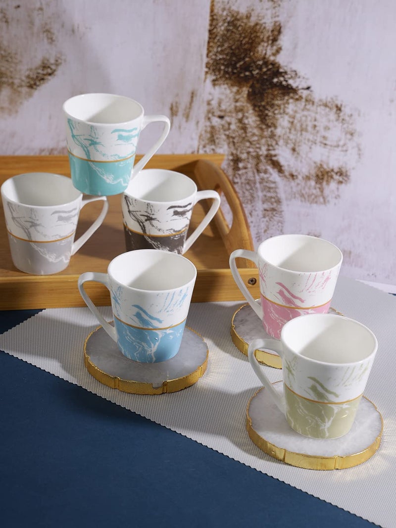 Saaikee Tea Coffee Cups for Kittchen & Dining Table Bone China Printed Multicolour Set of 6 (160 ML) (Colour May Vary) - Image 4
