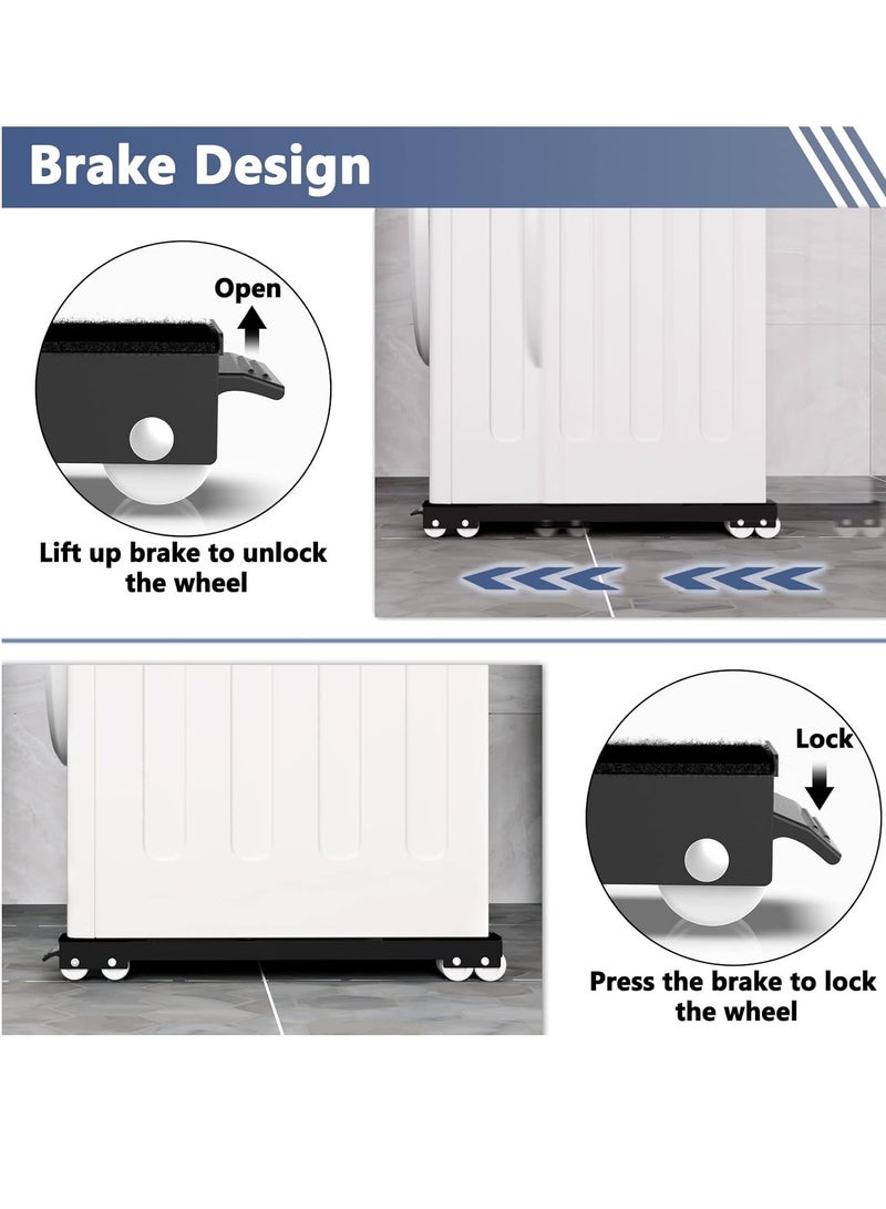 JAJEEK "Movable Adjustable Washing Machine Base with Brake – Heavy-Duty Base for Washer, Dryer, Refrigerator, Supports Up to 300kg, Black"  - Image 4