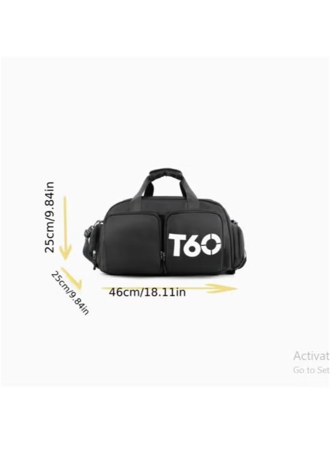 تي 60 حقيبة T60 إصدار جديد رياضية/حقيبة ظهر مع جيب حذاء مقاوم للماء / أسود  - Image 2