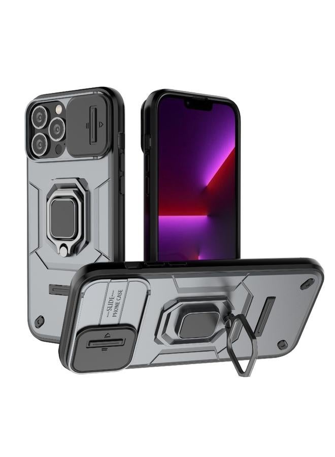 اس-توب جراب لهاتف iPhone 13 Pro Max منزلق مزود بدرع حماية من مادة TPU + PC جراب هاتف مقاوم للصدمات مع حامل - Image 1