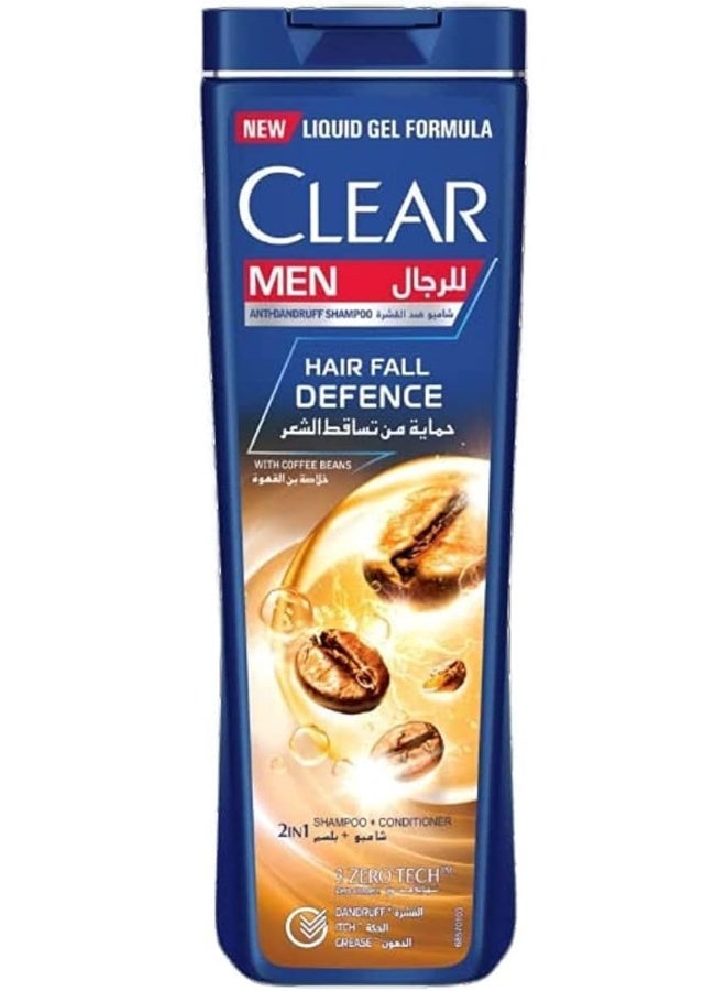 Clear, Men's Anti-Dandruff Hair Fall Defence 2 in 1 Shampoo and Conditioner with Coffee Beans, 400 ml - Image 1