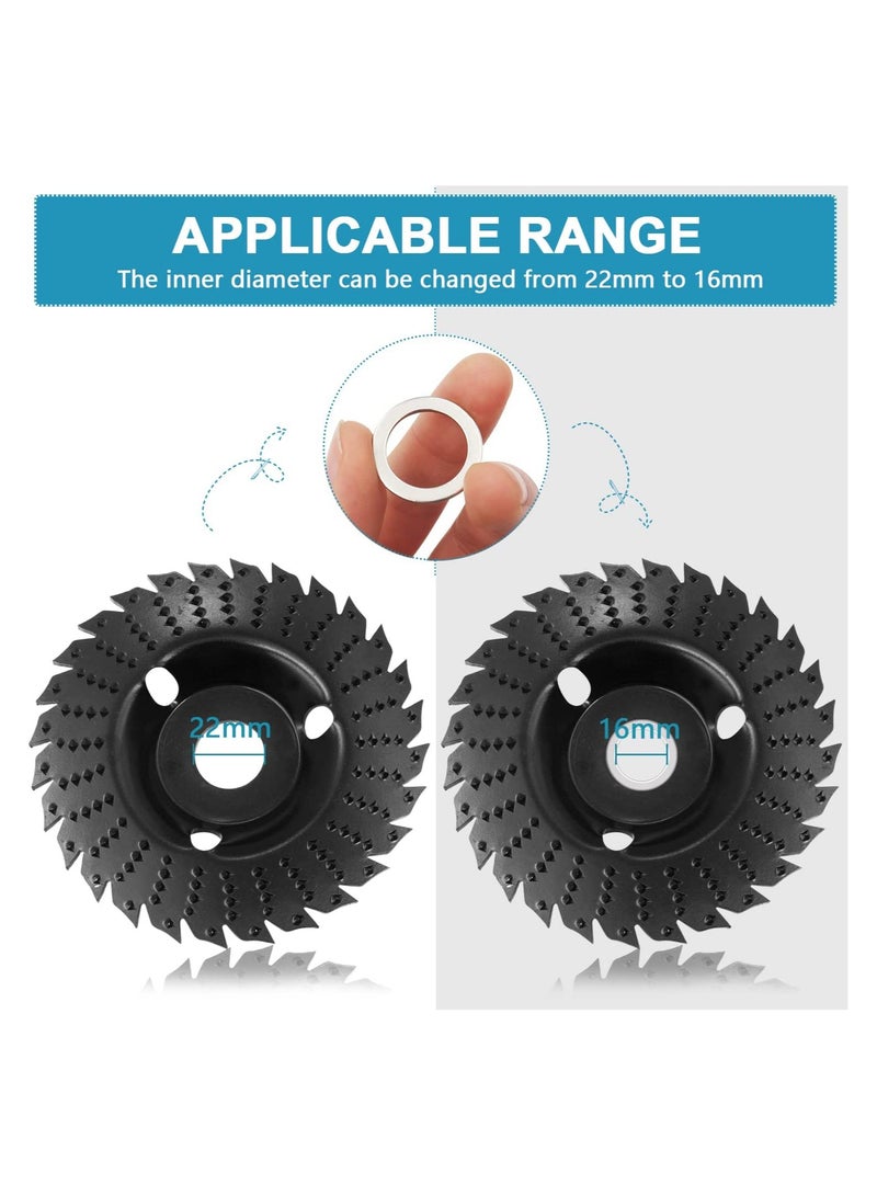 SYOSI Wood Grinding Wheel, 125 mm Wood Carving Disc Wood Cutting Wheel, Angle Grinder Disc Carving Disc, Inner Diameter 16mm, With 22mm-16mm converter - Image 4