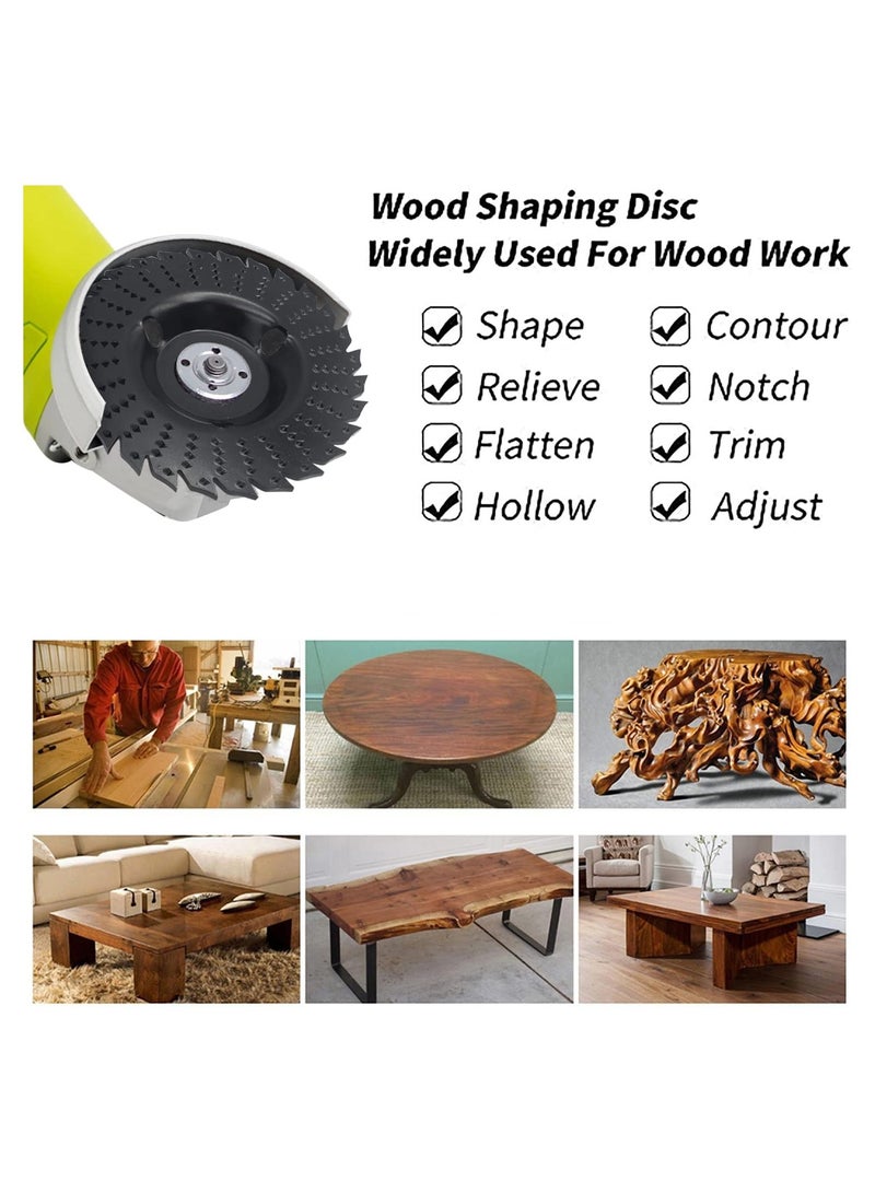 SYOSI Wood Grinding Wheel, 125 mm Wood Carving Disc Wood Cutting Wheel, Angle Grinder Disc Carving Disc, Inner Diameter 16mm, With 22mm-16mm converter - Image 5