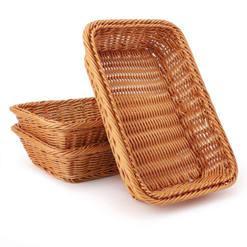 3pcs PolyWicker Bread Basket118x 79x 24 Tabletop Food Serving Baskets Trays Bread Proofing Basket Food Fruit Vegetables Sundries Storage Basket for Restaurant Bakery Family Party  - Image 1
