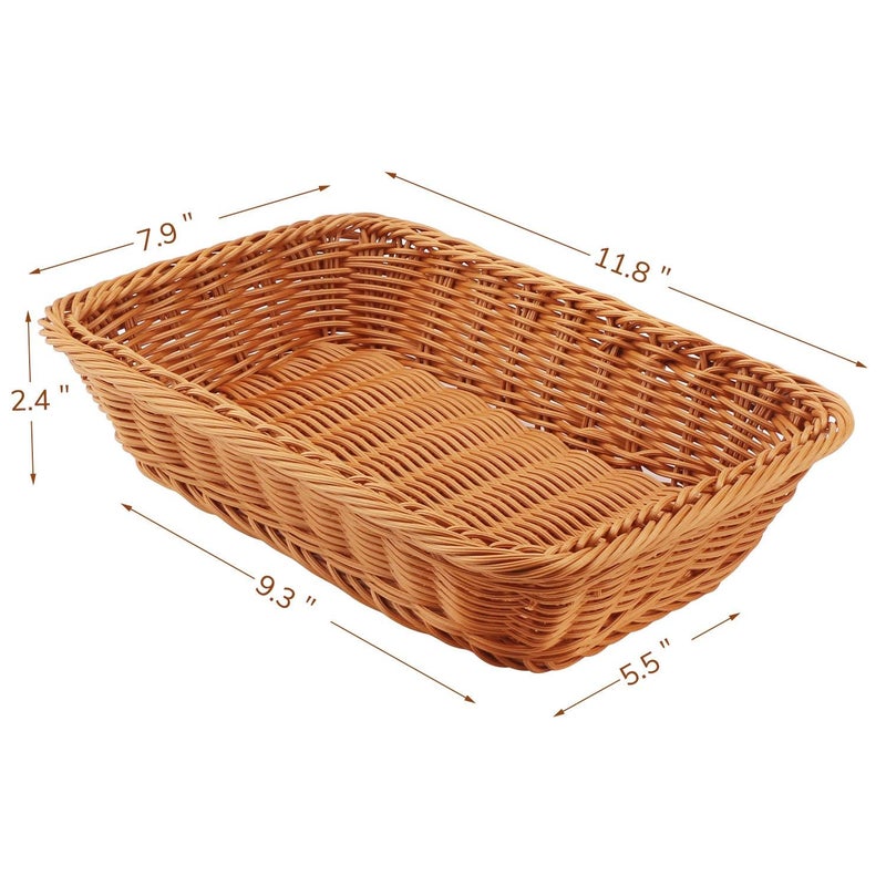 3pcs PolyWicker Bread Basket118x 79x 24 Tabletop Food Serving Baskets Trays Bread Proofing Basket Food Fruit Vegetables Sundries Storage Basket for Restaurant Bakery Family Party  - Image 2