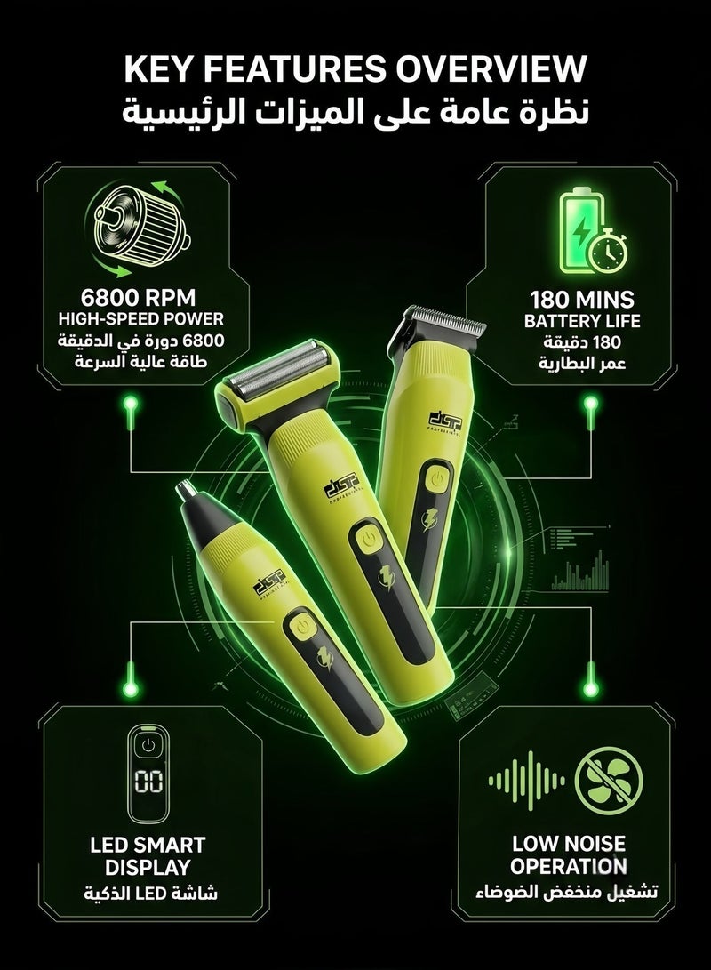 DSP Electric Shaver for Men, Hair Clipper, Beard Trimmer, Electric Razor for Men, Foil Shaver, Body Trimmer for Men, Nose Hair Trimmer, Rechargeable USB Mens Shaver, Wet & Dry Shaving Machine, 3-in-1 Grooming Kit by DSP - Image 3