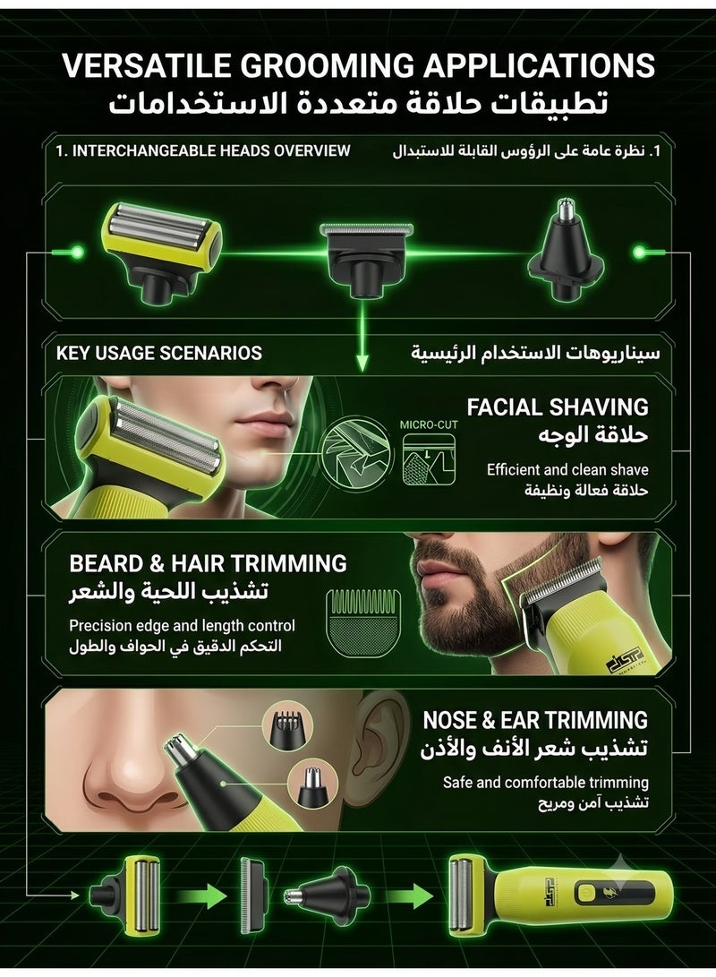 DSP Electric Shaver for Men, Hair Clipper, Beard Trimmer, Electric Razor for Men, Foil Shaver, Body Trimmer for Men, Nose Hair Trimmer, Rechargeable USB Mens Shaver, Wet & Dry Shaving Machine, 3-in-1 Grooming Kit by DSP - Image 4