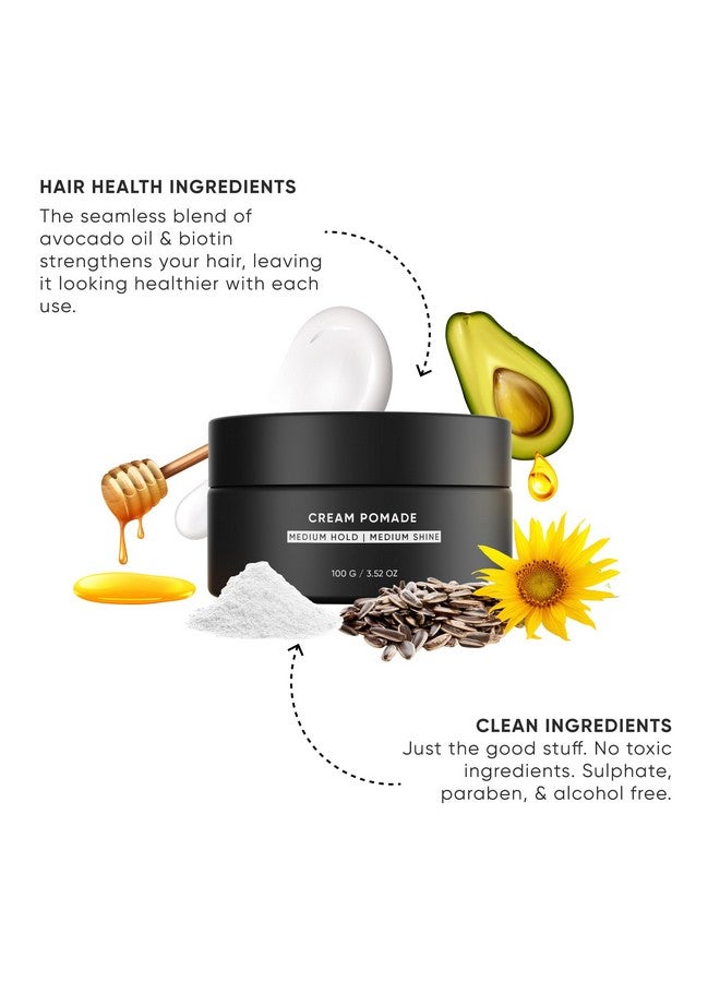 Dasher كريم تصفيف الشعر للرجال، ثبات متوسط ولمعان متوسط، ثبات مرن وقاعدة مائية، يمنح الشعر ملمسًا ناعمًا، مع زيت الأفوكادو والبيوتين (100 جرام) - Image 4