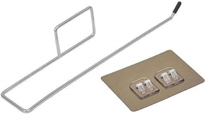 Wall-Mounted Tissue Paper & Towel Holder â€“ Durable Stainless Steel Build with Strong Double-Sided Tape â€“ Rustproof, No-Drill Installation, Perfect for Bathroom & Kitchen Use (One package)