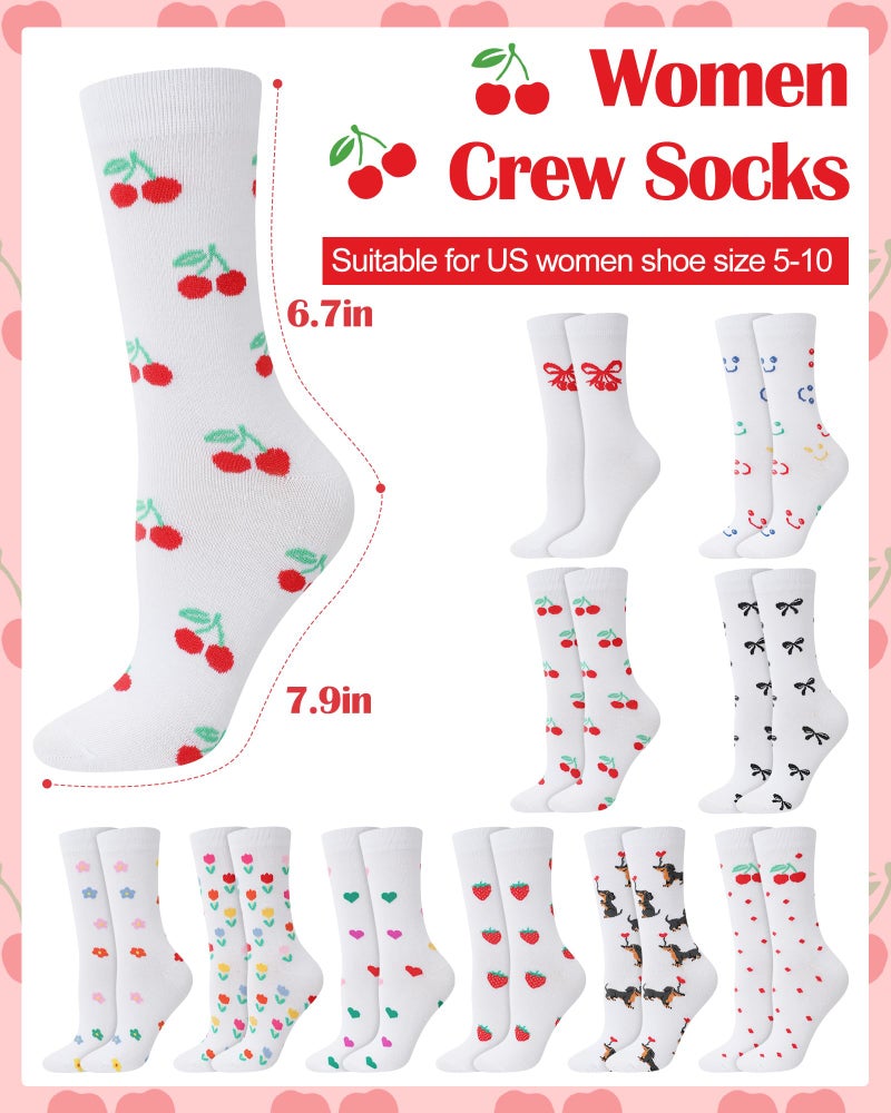 Cutecrop 10 Pairs Floral Socks for Women Novelty Cute Flower Crew Socks for Lady Spring Birthday Inspirational Gift(Cute Style) - Image 3