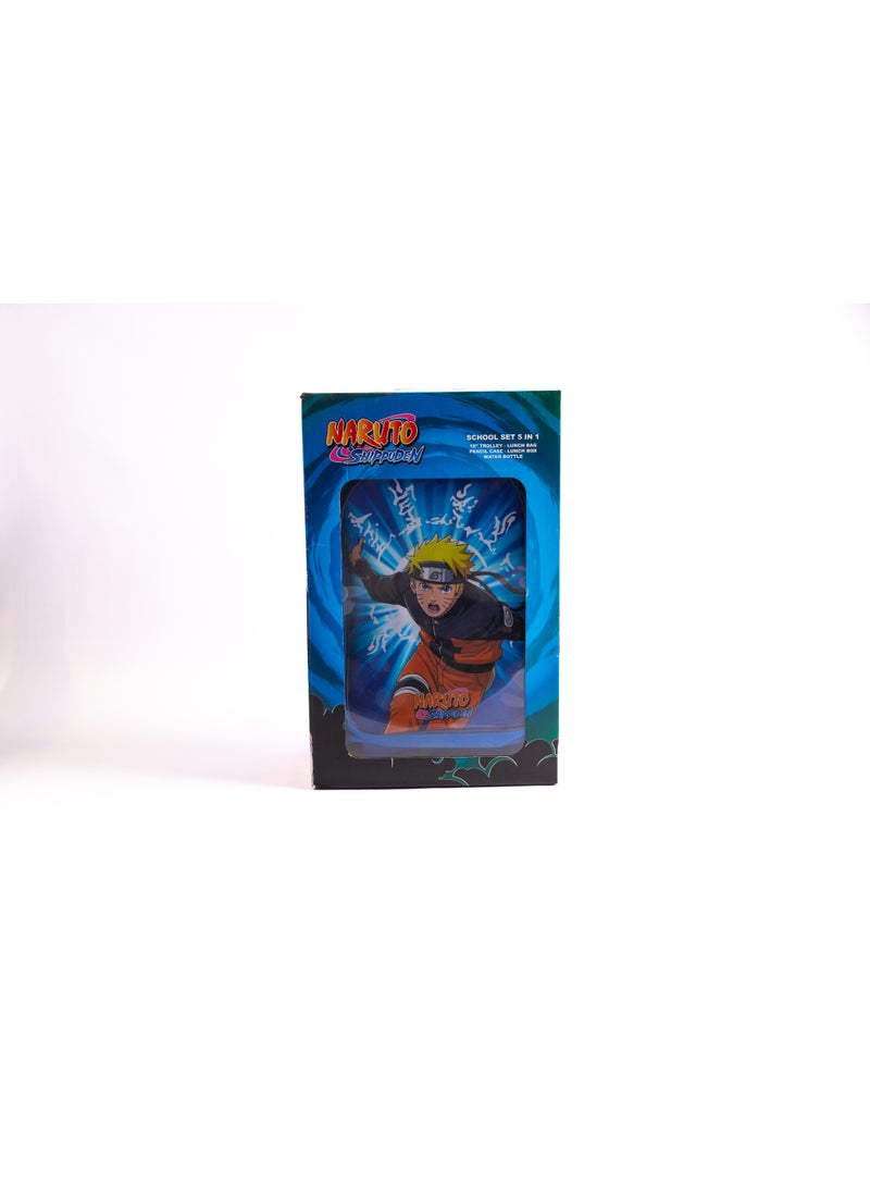 ناروتو مجموعة حقيبة ناروتو بعجلات مقاس 18 بوصة مع حقيبة غداء ومقلمة وزجاجة مياه وصندوق غداء - أزرق - Image 2