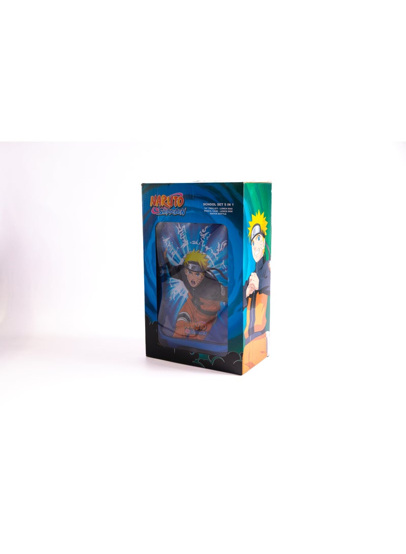 ناروتو مجموعة حقيبة ناروتو بعجلات مقاس 18 بوصة مع حقيبة غداء ومقلمة وزجاجة مياه وصندوق غداء - أزرق - Image 3