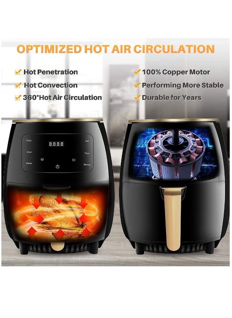 SilverCrest - Multifunctional Digital Electric Hot Air Fryer LCD Touch Screen Nonstick Basket 6L 2400W Black - Image 1