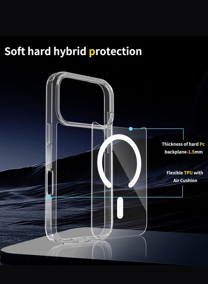 Wtech Apple iPhone 18 Pro Max 5G 2026 Magnetic Case, Slim Transparent Flexible TPU Shockproof Magsafe Back Phone Case (MCTPTN) - Clear - Image 4