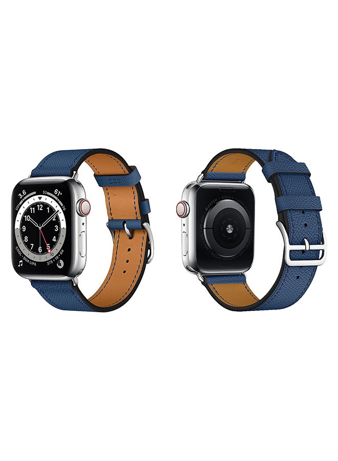 بيرفيي سوار بديل من الجلد الأصلي لساعة يد أبل سيريس 6/Se/5/4/3/2/1 أزرق ملكي