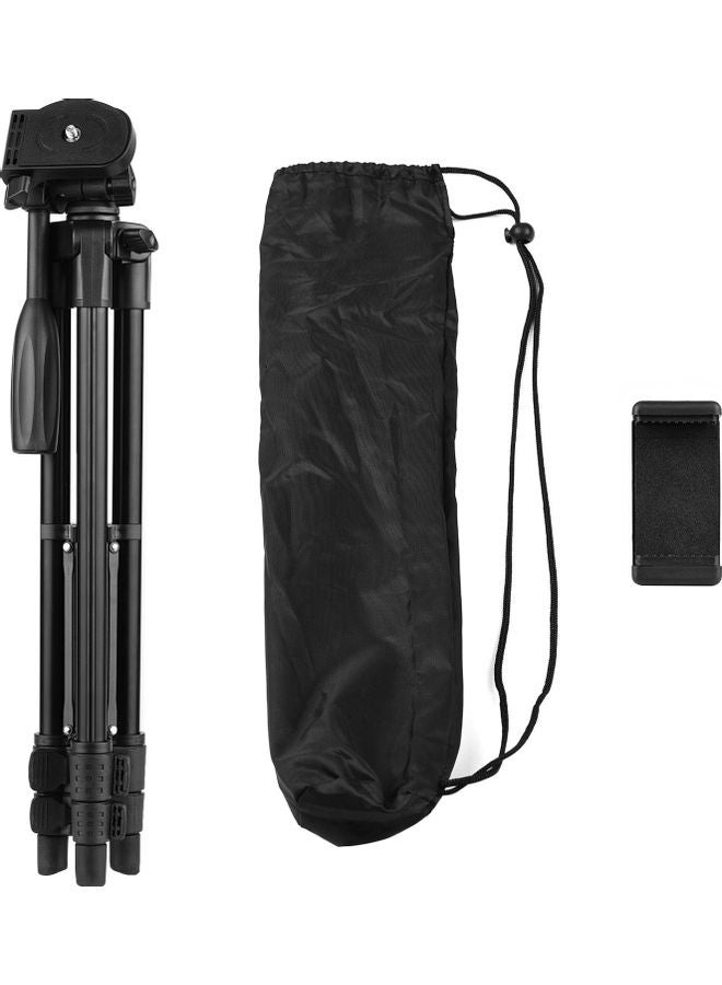 NIBEMINENT 3-Section Tripod Stand With Phone Clamp Holder Set Black  - Image 1