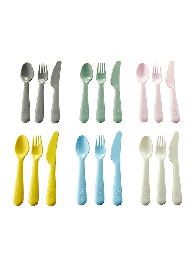 Ikea - Set Of 18 Plastic Cutlery Multicolor - Image 1