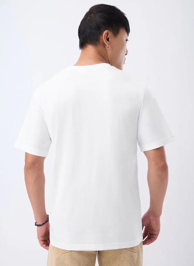 The Souled Store  The Souled Store Men Relaxed Fit Solid White T-Shirt  | Best Price UAE