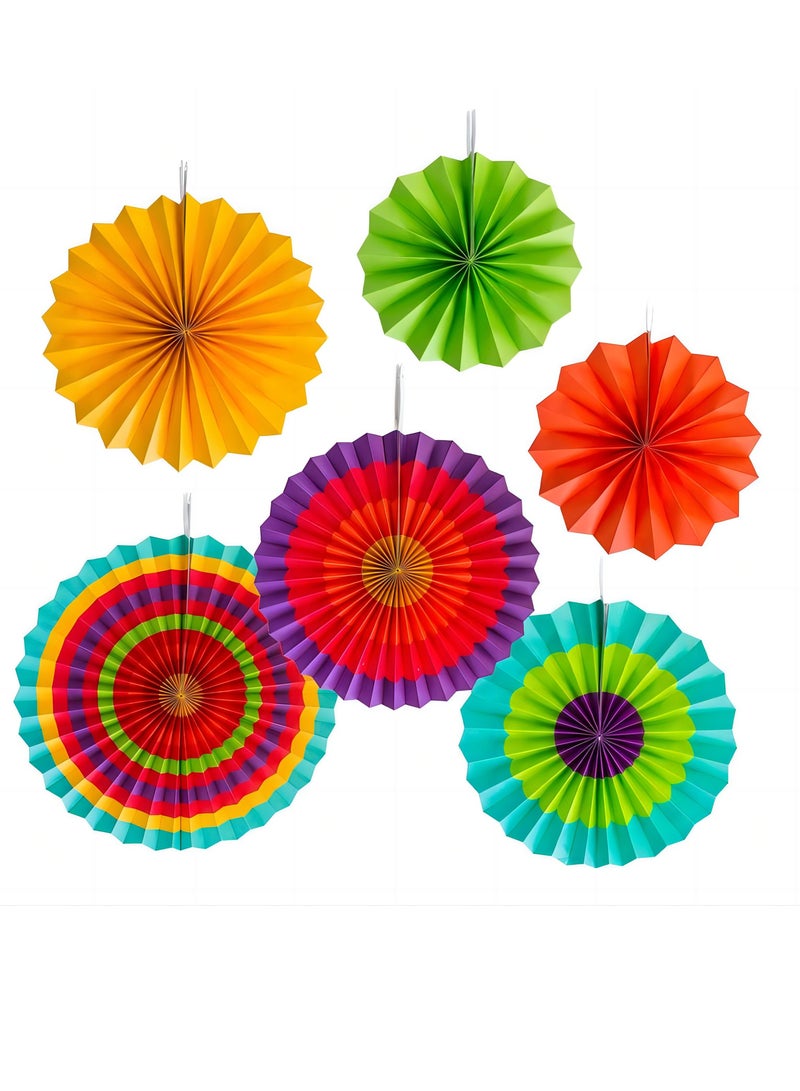 Amscan Vibrant Summer Shell Paper Fan Decor Set - 6-Piece Celebration Enhancement - Image 1