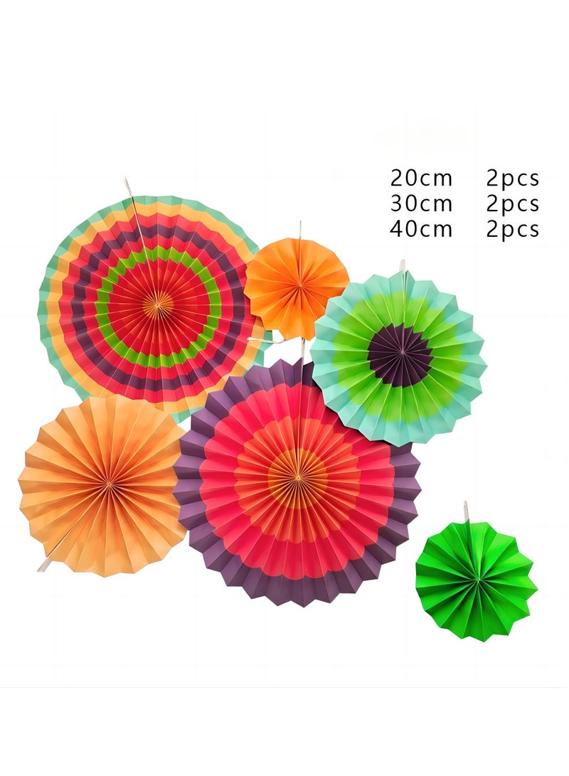 Amscan Vibrant Summer Shell Paper Fan Decor Set - 6-Piece Celebration Enhancement - Image 5