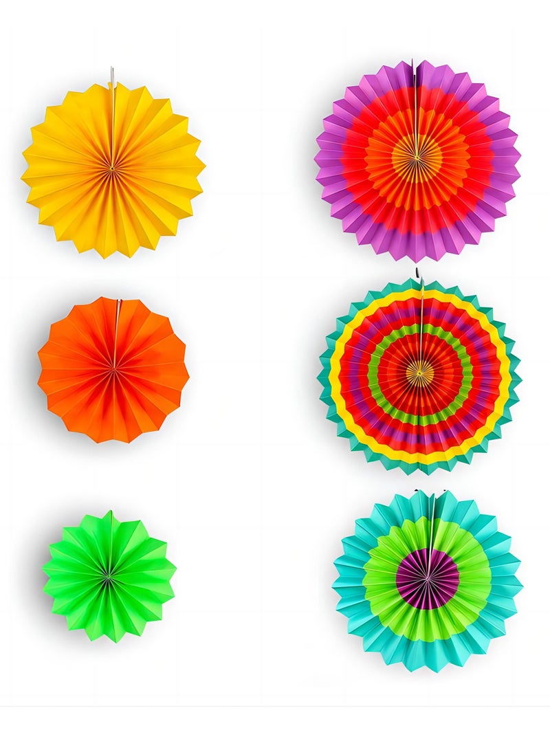 Amscan Vibrant Summer Shell Paper Fan Decor Set - 6-Piece Celebration Enhancement - Image 3