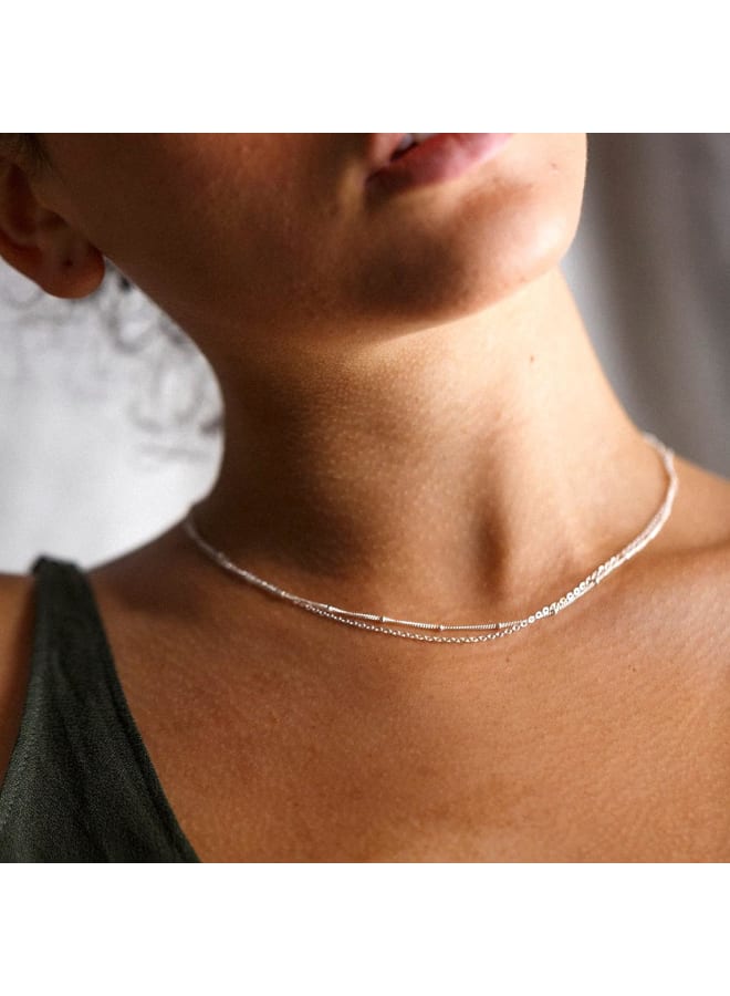 CHESKY Silver Layered Choker Necklaces for Women, Dainty Silver Plated Satellite Beaded Chain Necklace Tiny Thin Layering Beads Chokers Simple Trendy Minimalist Jewelry - Image 2