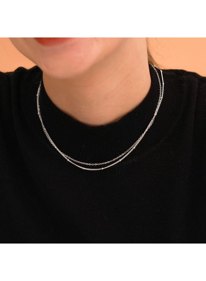 CHESKY Silver Layered Choker Necklaces for Women, Dainty Silver Plated Satellite Beaded Chain Necklace Tiny Thin Layering Beads Chokers Simple Trendy Minimalist Jewelry - Image 3
