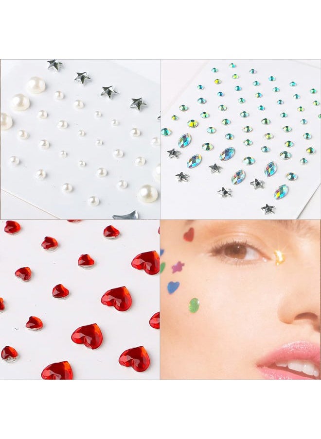 Bowitzki Face Jewels Rhinestones For Makeup,Face Gems Stick On Eye Rhinestone Sticker, Tears Rainbow Star Diamond Crystals For Women Festival Accessory Nail Art Decoration (B)  - Image 4