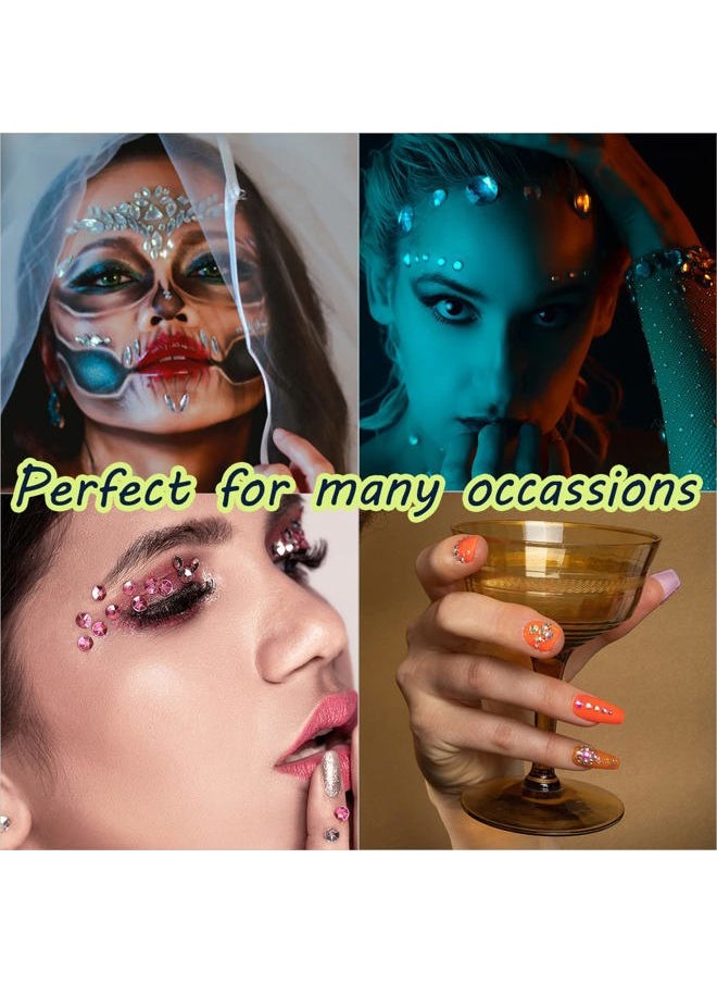 Bowitzki Face Jewels Rhinestones For Makeup,Face Gems Stick On Eye Rhinestone Sticker, Tears Rainbow Star Diamond Crystals For Women Festival Accessory Nail Art Decoration (B)  - Image 5