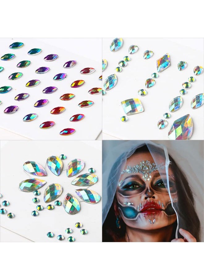 Bowitzki Face Jewels Rhinestones For Makeup,Face Gems Stick On Eye Rhinestone Sticker, Tears Rainbow Star Diamond Crystals For Women Festival Accessory Nail Art Decoration (B)  - Image 2