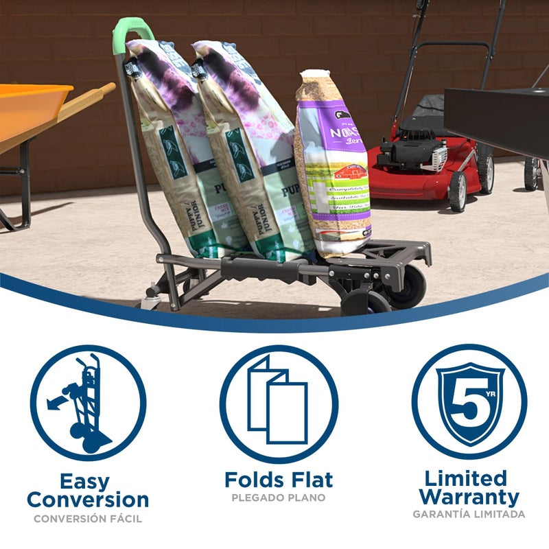 COSCO Shifter Multi-Position Folding Hand Truck and Cart, 300 lb. Weight Capacity, Green, 12222PBG1E - Image 5