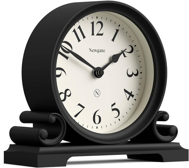 NEWGATE ® Divisadero Mantel Clock | Traditional Double Scroll Design | Black | Classic Style for Desk, Table top, Shelf or Bedside - Image 2