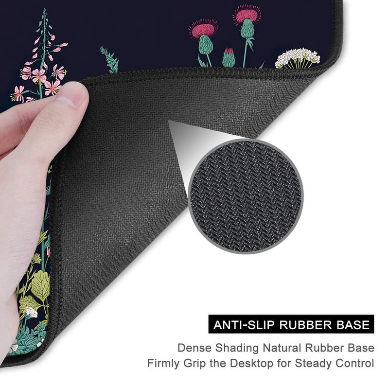 Auhoahsil Desk Pad, XXL Large Mouse Pad, Extended Gaming Mousepad, Cute Desk Mat for Women, Big Office Accessories Mouse Pad for Computer Keyboard and Laptop, 35.6" x 15.7", Black Wildflower Night - Image 4