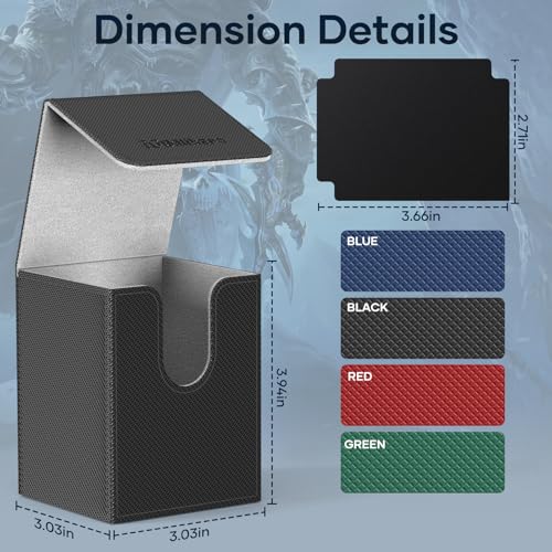 Mlikero 4 Pack Card Deck Box, Commander Deck Box Holds 400+ Single Sleeved Cards with 4 Dividers, Leather Magnetic Card Box Fit for MTG, TCG (4 Colors) - Image 4