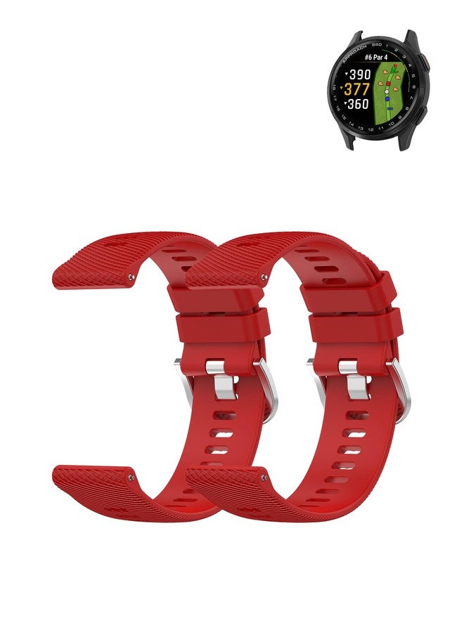 BOVUGAC 2 pack for Garmin Approach S44/Approach S50 Golf GPS Smartwatch Band, 20mm Quick Release Silicone Sport Strap Replacement Watchband for Garmin Approach S50 & S44 Wristbands Accessories-RED - Image 1