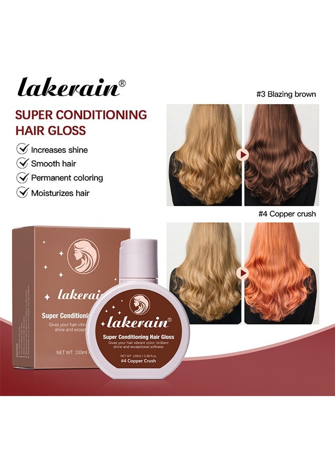 lakerain Super Conditioning Hair Gloss, Gives Hair Vibrant Color Shine Softness and Hydration Permanent Coloring Moisturize Smooth Hairs Easy Use Hair Color Hair Dye Grape #4 Copper crush - Image 3