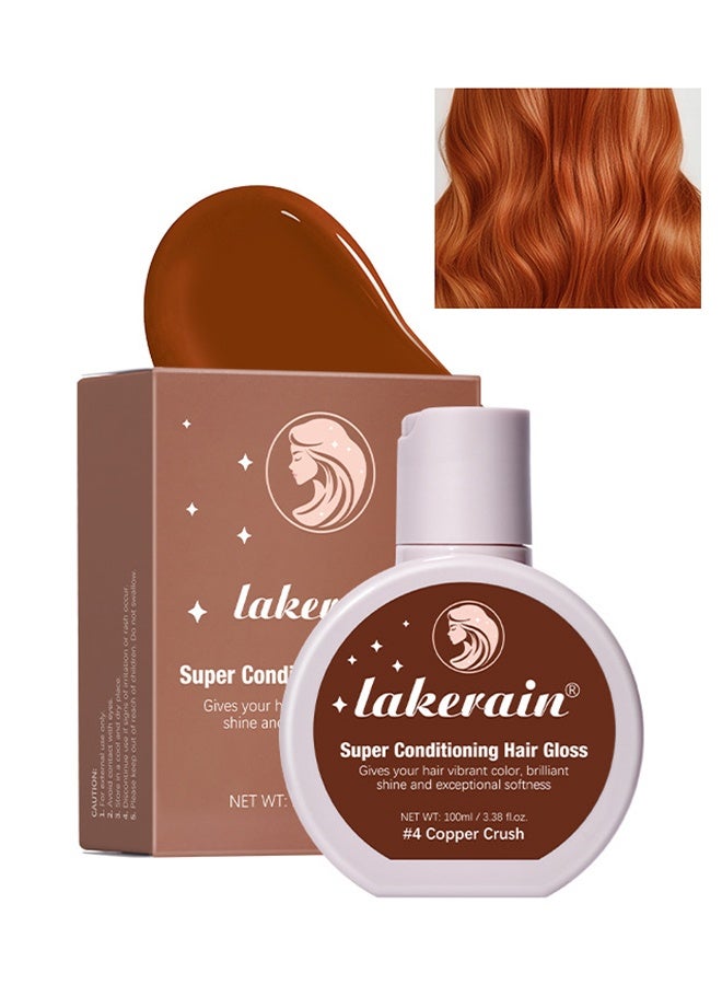 lakerain Super Conditioning Hair Gloss, Gives Hair Vibrant Color Shine Softness and Hydration Permanent Coloring Moisturize Smooth Hairs Easy Use Hair Color Hair Dye Grape #4 Copper crush - Image 1