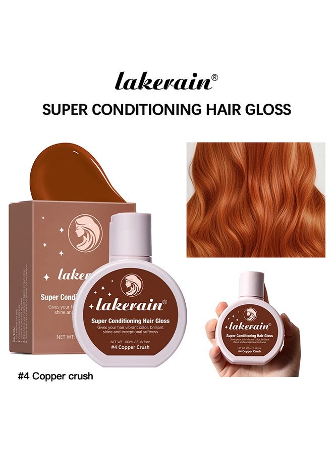 lakerain Super Conditioning Hair Gloss, Gives Hair Vibrant Color Shine Softness and Hydration Permanent Coloring Moisturize Smooth Hairs Easy Use Hair Color Hair Dye Grape #4 Copper crush - Image 2
