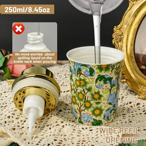 Esdallina Vintage Ceramic Foaming Soap Dispenser for Bathroom & Kitchen Refillable Foaming Pump Dispenser with Gold Pump - Image 3